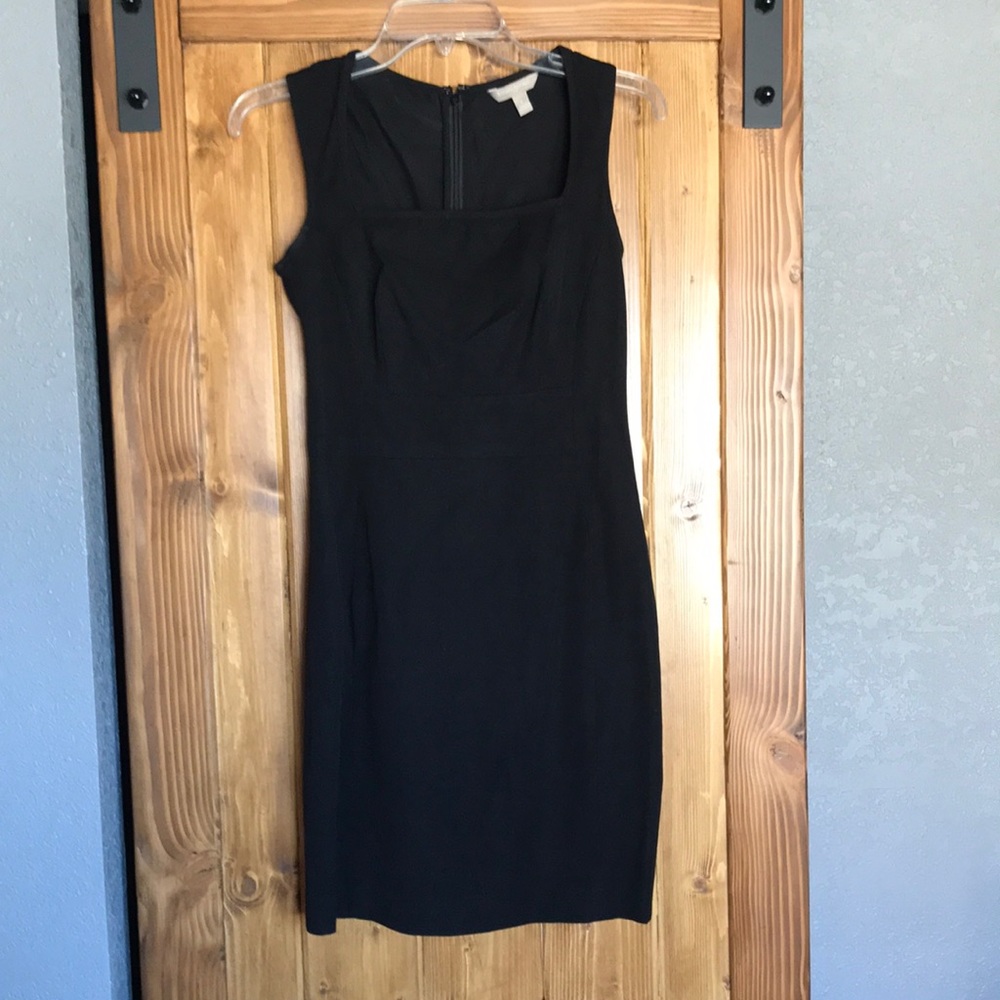 Black square neck cocktail dress
